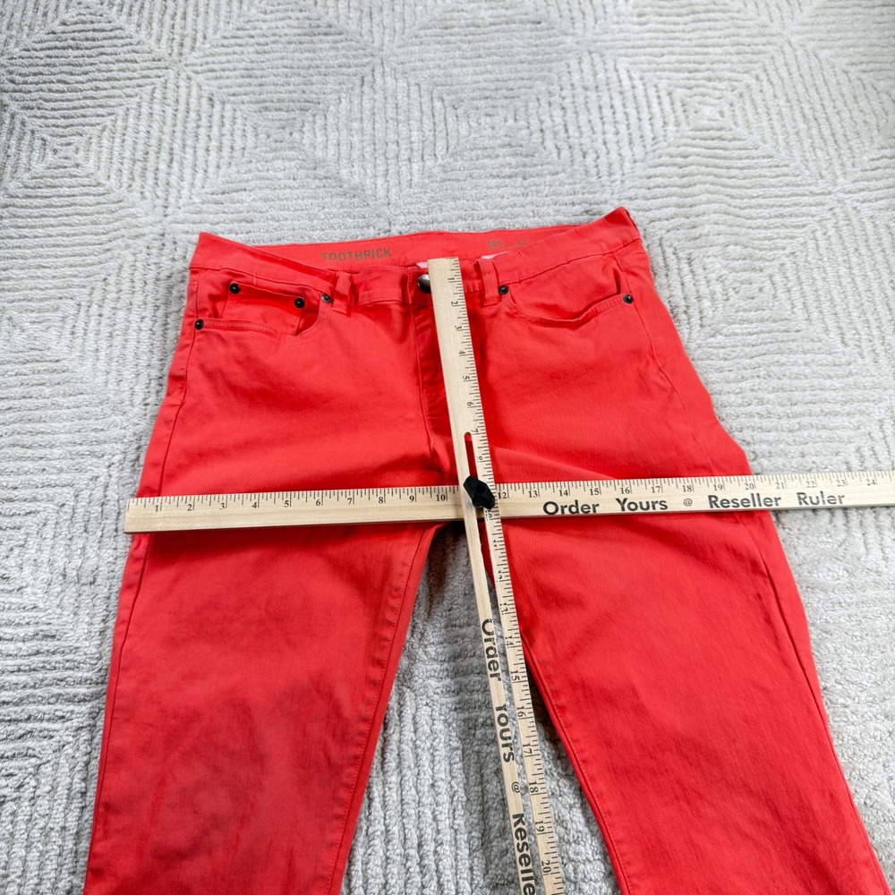 J Crew Toothpick Ankle Jeans Womens 31 Coral Orange Slim Zip Hem 78211 Casual - Picture 3 of 16